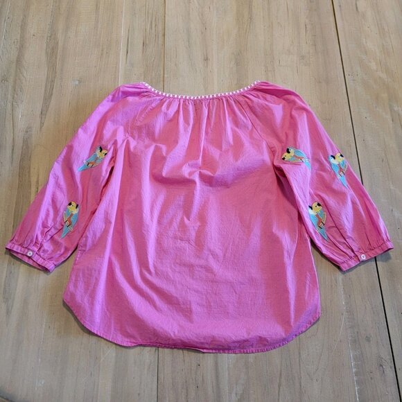 Talbots Womens Voile Balloon Sleeve Popover Top Size M Pink Parrot Beachy - Picture 8 of 9
